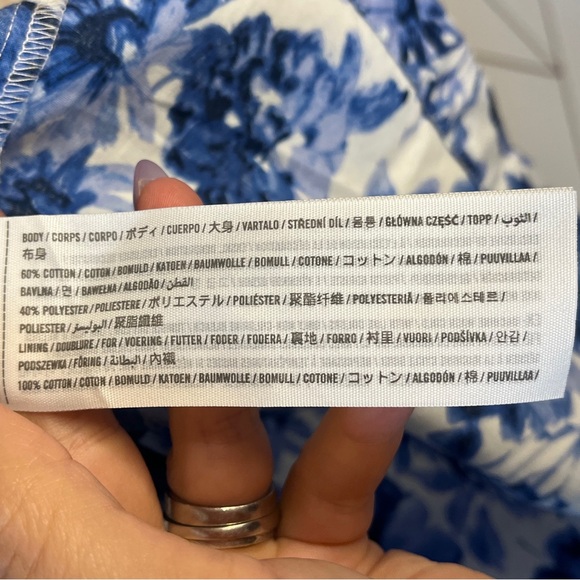 Abercrombie & Fitch Cinch Front Poplin Mini Dress Blue Floral - Picture 8 of 8